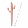 Cartoon Cactus Silicone Straw Striped Shape Baby Drinking Water Assist Reusable Food Grade Silicone