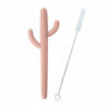Cartoon Cactus Silicone Straw Striped Shape Baby Drinking Water Assist Reusable Food Grade Silicone