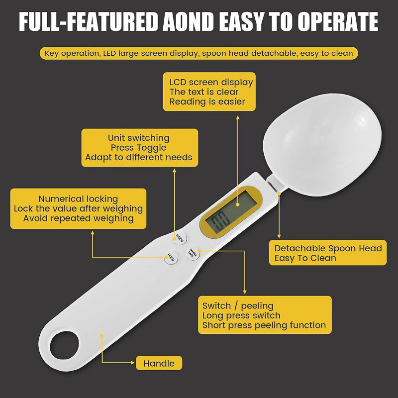 Digital Spoon Scale with Display, High Accuracy Digital Measuring Spoon 3 Mode Measuring Spoon Scale Food Scale [...]