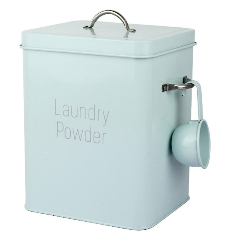 Beautiful Powder Coating Metal Zinc Laundry Powder Boxes Storage with Scoop (Green S)