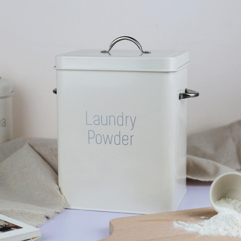 Beautiful Powder Coating Metal Zinc Laundry Powder Boxes Storage with Scoop (Green S)