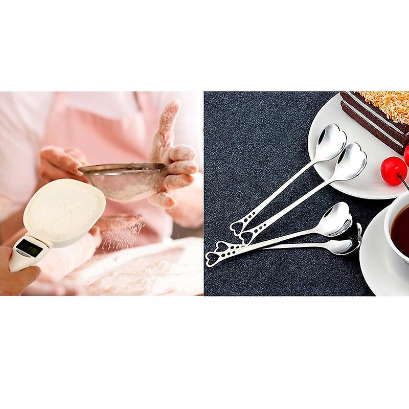 1 Pcs Pet Food Measuring Scoop Dog Food Measuring Cup & 6 Pcs Stainless Steel Heart Shape Coffee Sp
