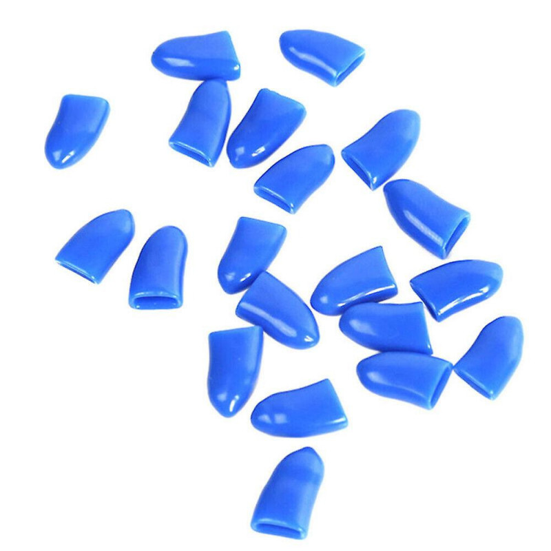 20 Pcs Lovely Pet Cat Paw Claw Control Nail Caps Covers Protector Size M (blue)