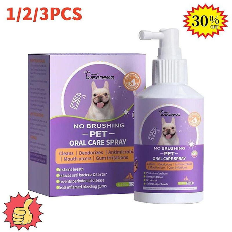 1-3pcs Pet Cleanse Spray Dog Cat Teeth Clean Deodorant Prevent Calcul - 50ml