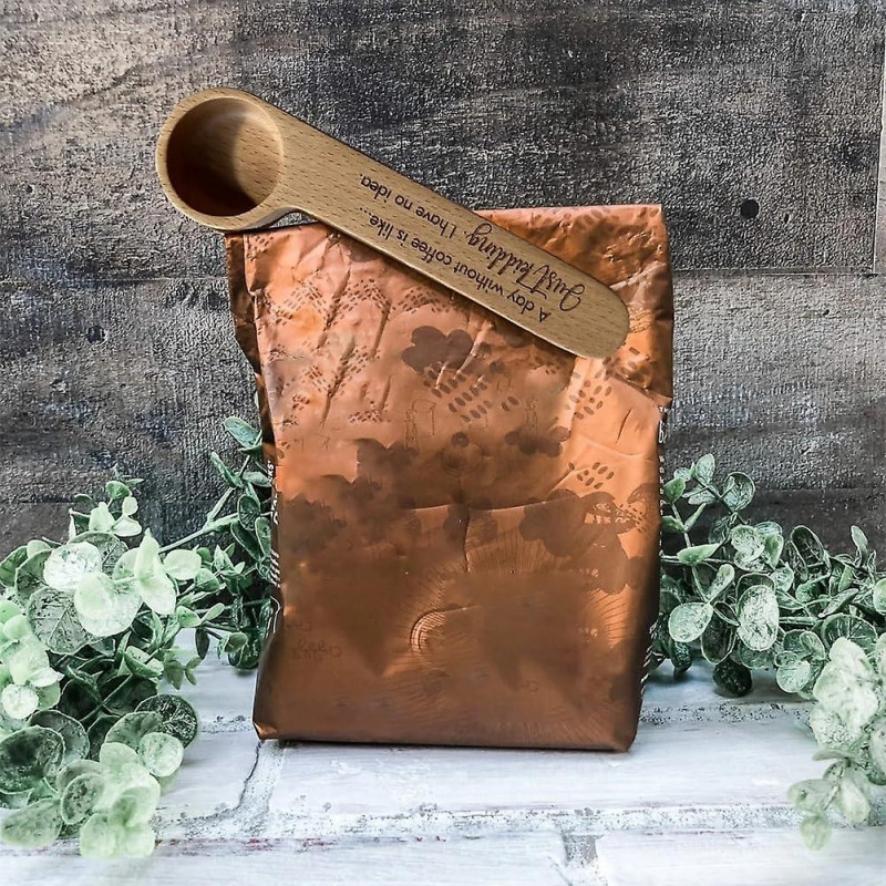 Cuillère à café gravée, Clip de sac Unique pour les amateurs de café, cuillère à café en bois et Clip de sac, [...]