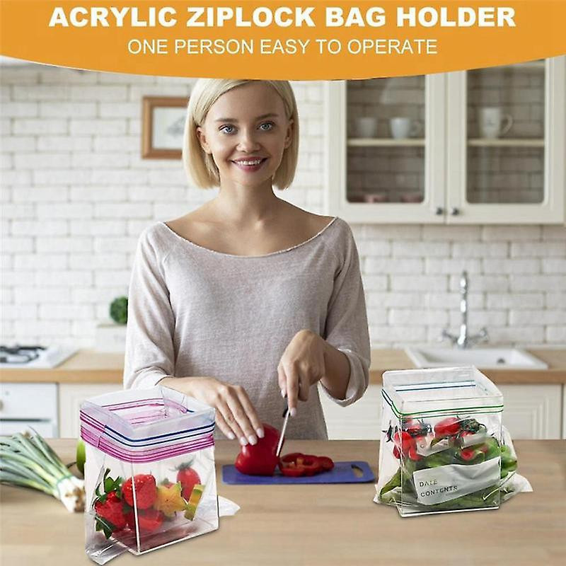 Zipper Closure Bag Holder Kitchen Food Snack Seal Sealing Bag Non Slip Storage Sandwich Bags Hands-