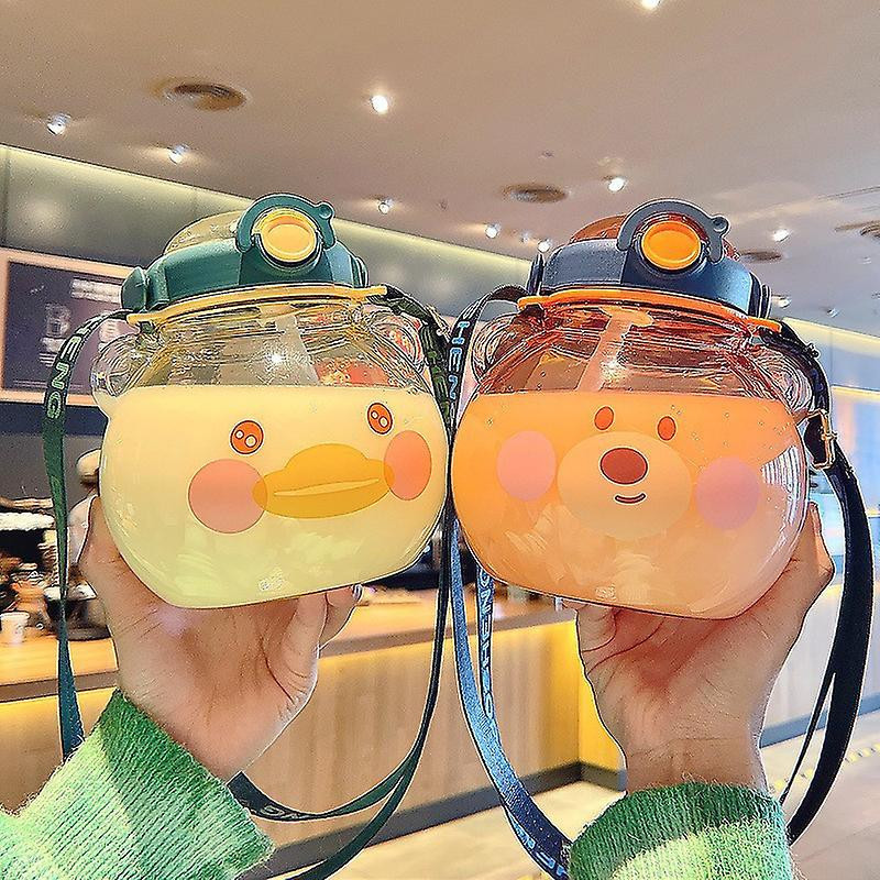 Summer Lolo Bear Head Outdoor Grande Capacité Plastique Water Cup Jaune 1430ml