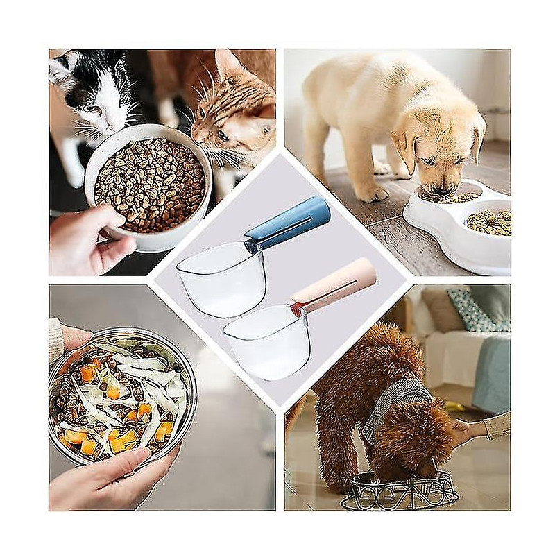 2 Pack Measuring Scoop with Clip - 250ml for 120g Dog Food - Pet Spoon - Pet Food Scoop - with Scale - Scoop