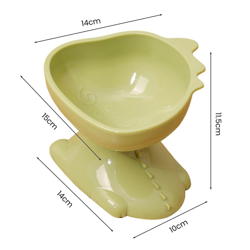Pet Bowl Cartoon Dinosaur Shape 15-degree Tilted Cat Bowl Neck Protector Dog Food Fedding Bowl Pet