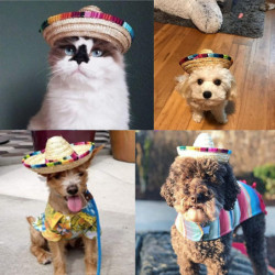 Chapeau de paille pour animaux de compagnie Drôle mexicain Sombrero Cap Décorations de fête pour anniversaire pour [...]