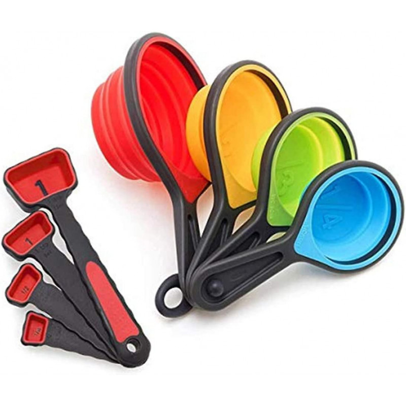 Collapsible Silicone Measuring Cups & Measuring Spoons - Set 8psc Silicone Mesuring Cup And Collapsible Spoon - [...]
