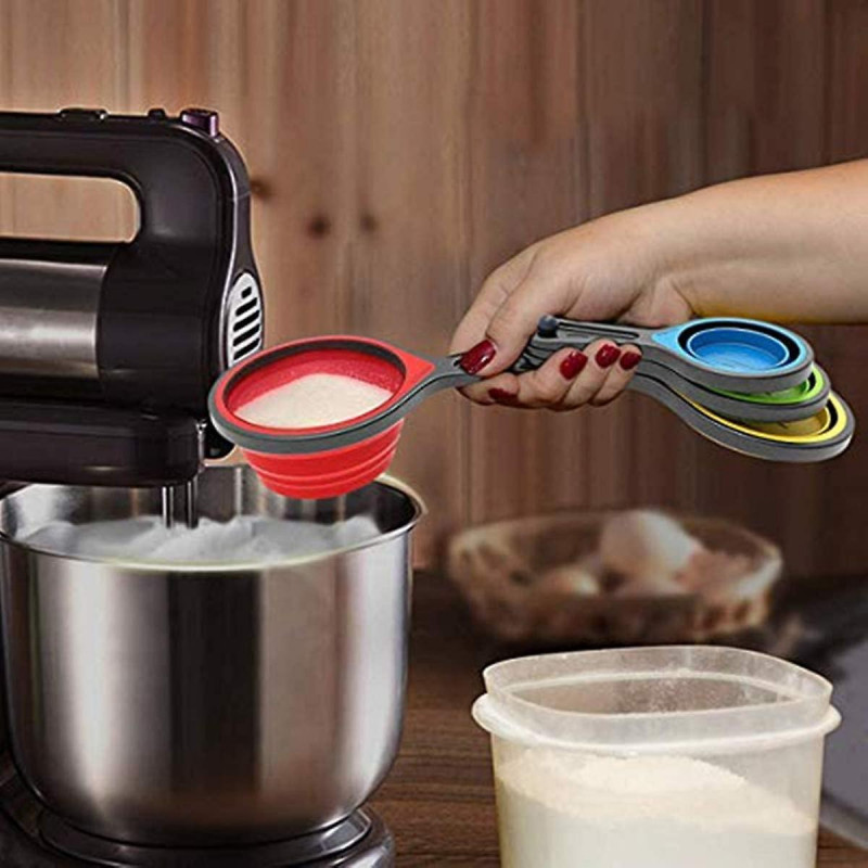 Collapsible Silicone Measuring Cups & Measuring Spoons - Set 8psc Silicone Mesuring Cup And Collapsible Spoon - [...]