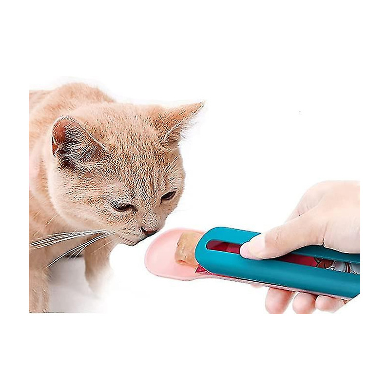 Cat Feeder Cat Bar Spoon Cat Bar Squeezer Cat Food Spoon Spécial 2 pièces Bleu