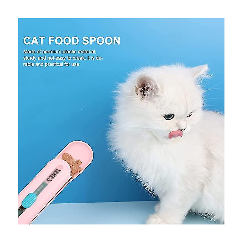 Cat Feeder Cat Bar Spoon Cat Bar Squeezer Cat Food Spoon Spécial 2 pièces Bleu