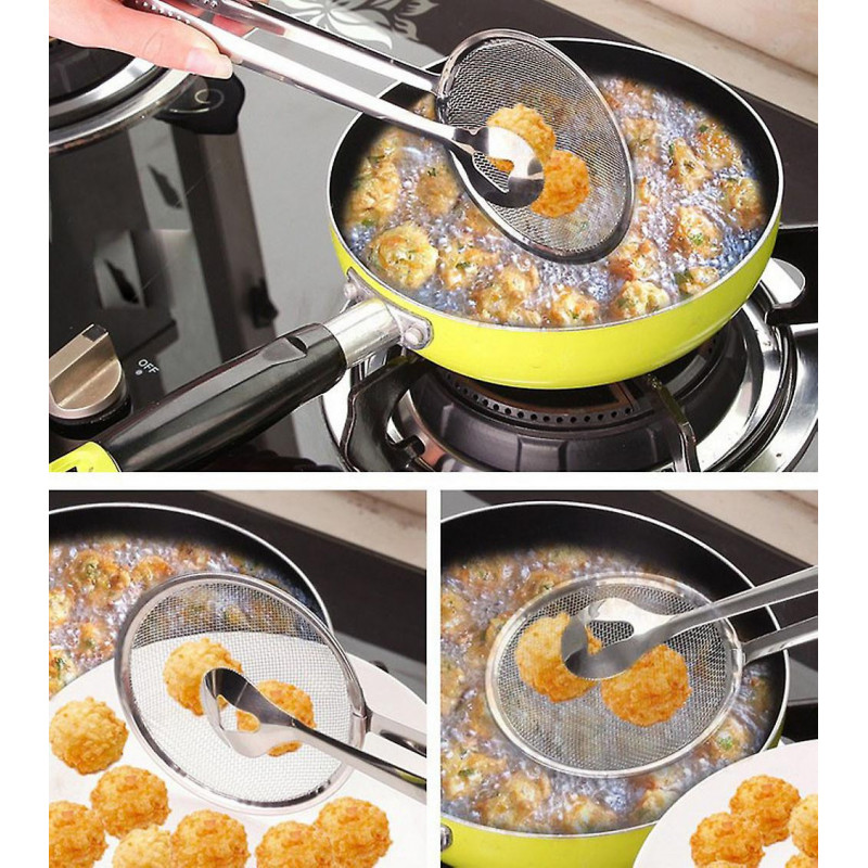Multi-functional Filter Spoon With Clip Food Kitchen Oil-Frying BBQ Filter