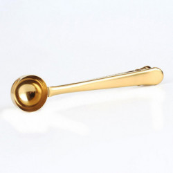 New Coffee Scoop Stainless Steel Measuring Spoon with Sealing Clip Gold New Coffee Scoop Stainless Steel Measuring Spoon with Sealing Clip Gold