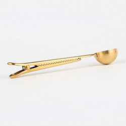 New Coffee Scoop Stainless Steel Measuring Spoon with Sealing Clip Gold New Coffee Scoop Stainless Steel Measuring Spoon with Sealing Clip Gold