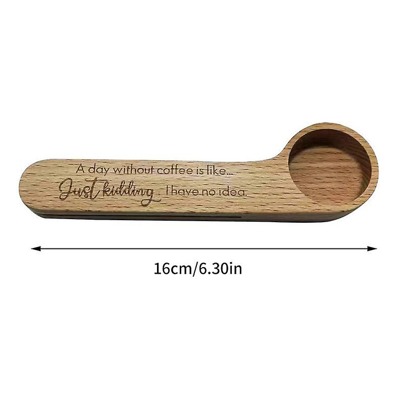 2-in-1Engraved Funny Coffee Scoop And Bag Clip Wooden Coffee Scoop And Bag Clip