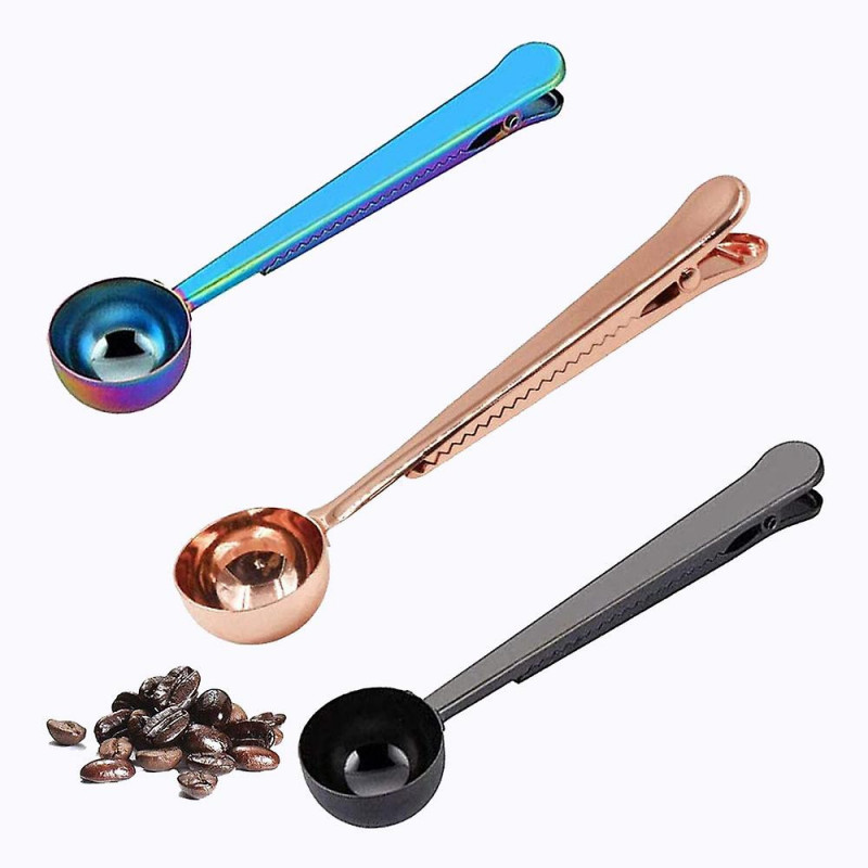 Coffee Scoop Clip,Stainless Steel Coffee Scoop Bag Clip,Multifunction Coffee Scoop with Clip,for Co