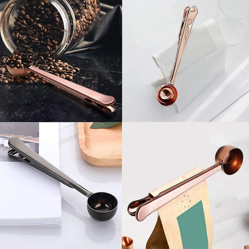 Coffee Scoop Clip,Stainless Steel Coffee Scoop Bag Clip,Multifunction Coffee Scoop with Clip,for Co