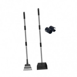 Dog Poo Scooper Tray and Rake Set, Poo Scooper, Heavy Duty Long Handle Dog Poo Scooper for Pet Waste Removal