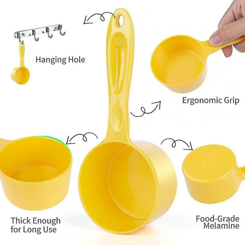Sturdy Melamine Food Scoop For Dogs Cats Birds, Measuring Cup, Long Comfortable Handle 50g Yellow 50g Orange