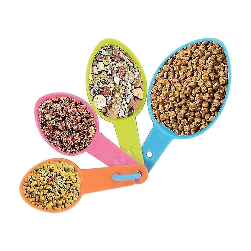 4 Pcs Pet Food Measuring Cups Plastic Pet Food Measuring Cups for Dogs Cats Birds Kitchen Accessories (Random Color)
