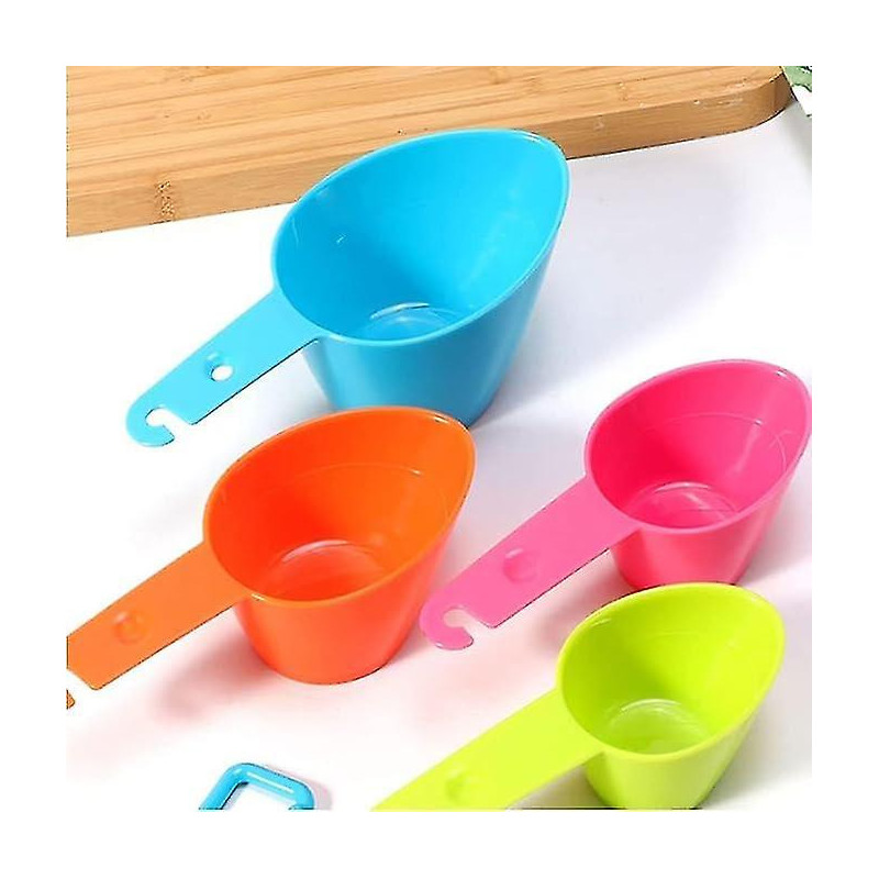 4 Pcs Pet Food Measuring Cups Plastic Pet Food Measuring Cups for Dogs Cats Birds Kitchen Accessories (Random Color)