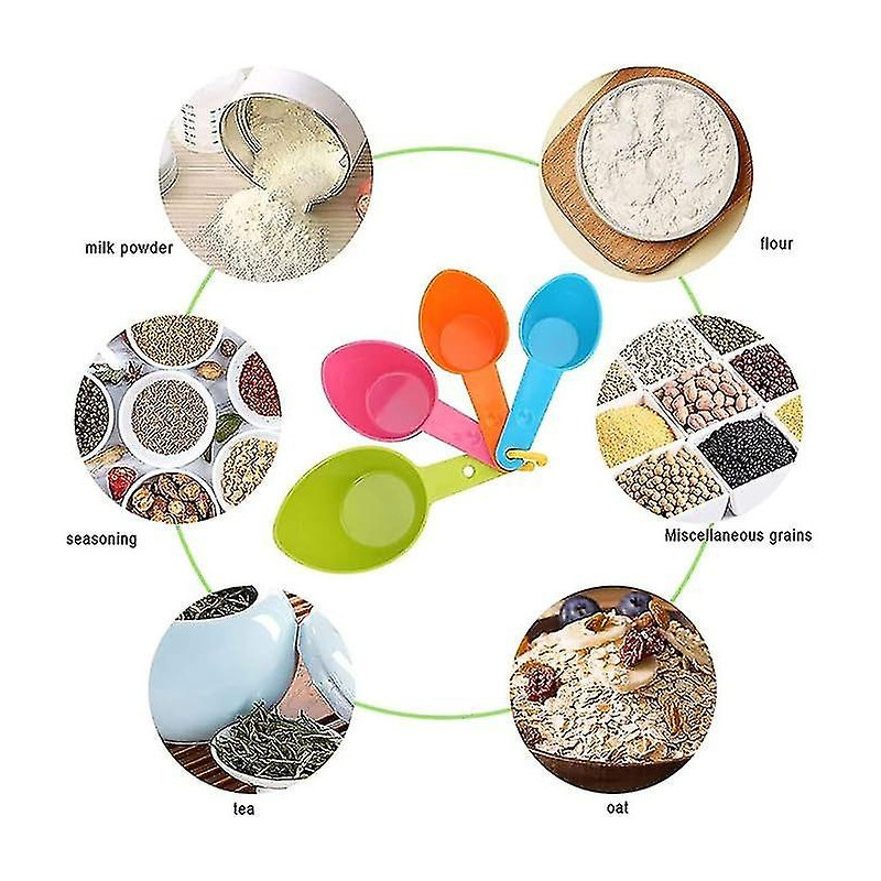 4 Pcs Pet Food Measuring Cups Plastic Pet Food Measuring Cups for Dogs Cats Birds Kitchen Accessories (Random Color)