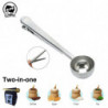 Stainless Steel Coffee Spoon With Bag Clip Sealing Tea Measuring Coffee Scoop Clip Multifunctional Food Kitchen Tools