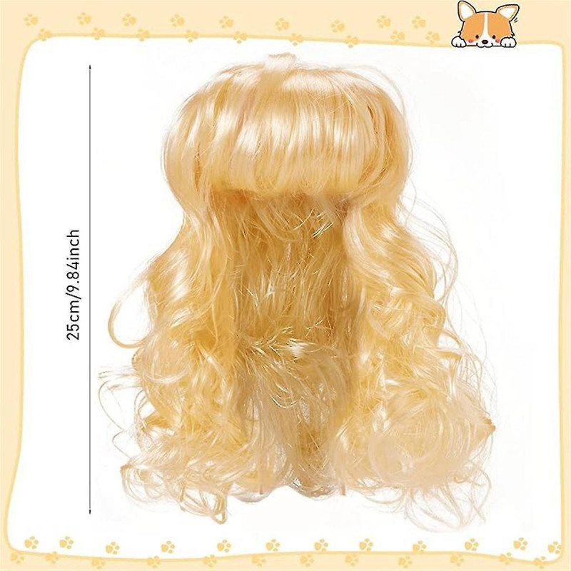 C Pet Wigs Cats and Dog Wigs Funny Cosplay Pet Headwear Dog Cats Wigs with Adjustable Elastic Bands