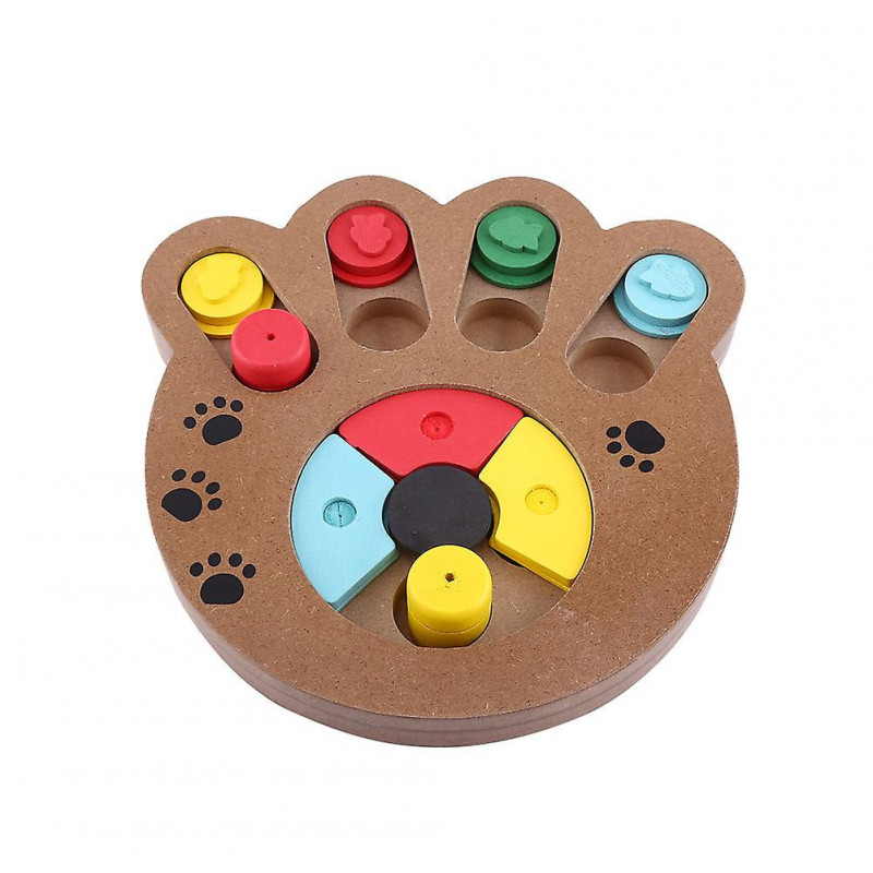 1pc Cute Puppy Multi-functional Interactive Food Treated Wooden Toy For Pet Dog Cat Paw