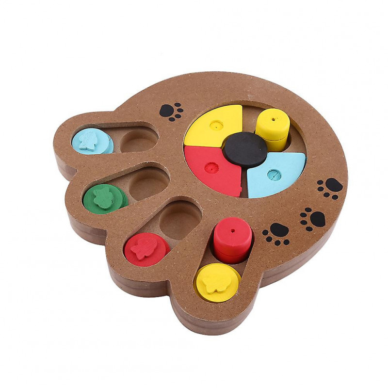 1pc Cute Puppy Multi-functional Interactive Food Treated Wooden Toy For Pet Dog Cat Paw