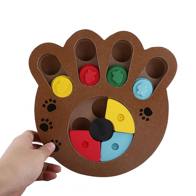 1pc Cute Puppy Multi-functional Interactive Food Treated Wooden Toy For Pet Dog Cat Paw