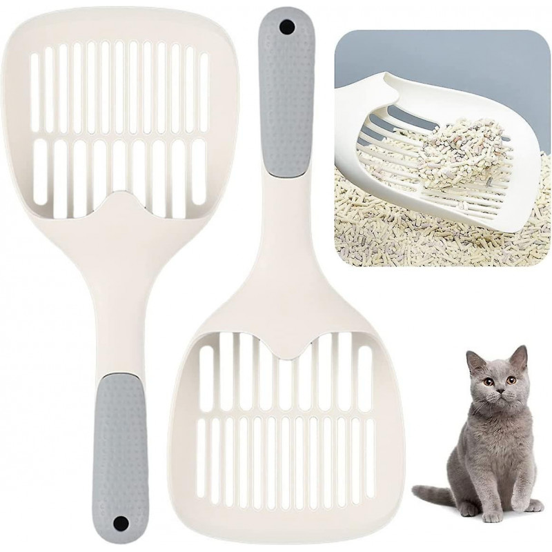 Pack of 2 Cat Shovel, Durable, Easy to Clean, Plastic Cats, Pets, Scoop with Long Handle