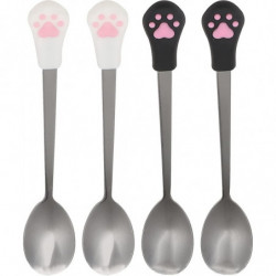 4Pcs Dog Cat Spoon Pet Can Spoon Stainless Steel Pet Food Spoon Cat Claw Spoon Pet Supplies(black+white) 4Pcs Dog Cat Spoon Pet Can Spoon Stainless Steel Pet Food Spoon Cat Claw Spoon Pet Supplies(black+white)
