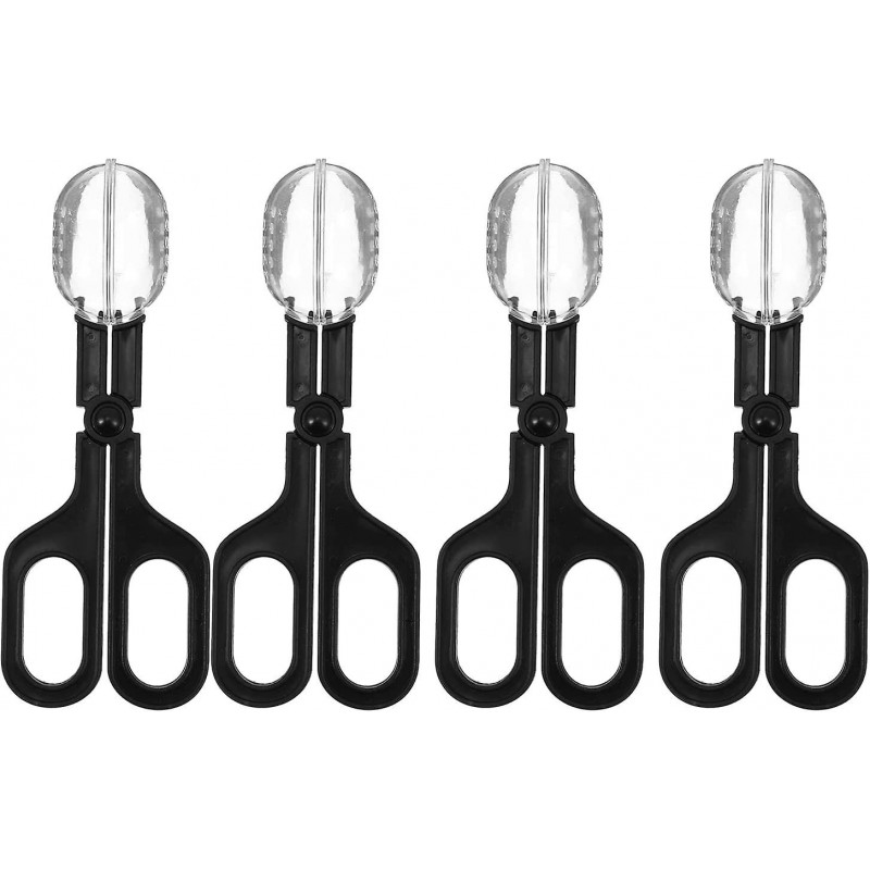 Pet Long Handle Grab Feeding Cleanup Clip Supplies (Black) 4 pcs