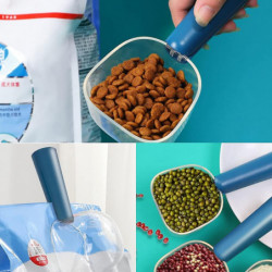 Pet transparent scale food measuring spoon with clip pet supplies (Navy blue) Pet transparent scale food measuring spoon with clip pet supplies (Navy blue)