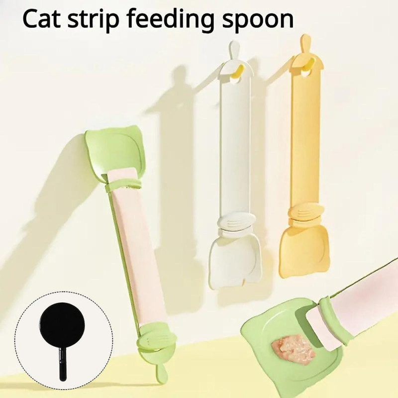 Cat Strip Feeder Squeeze Spoon with Hooks Reusable Handheld Food Spoon for Cat Kittens