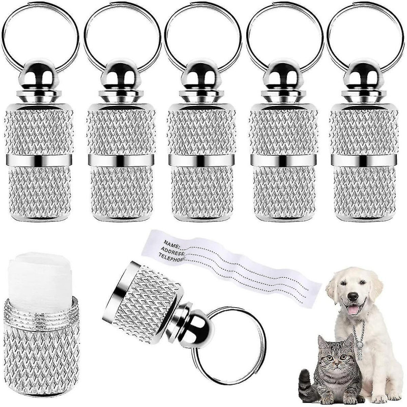 Anti-perdu Pet Id Tag Barrel, 6 Pcs en acier inoxydable Pet Dog Cat Puppy