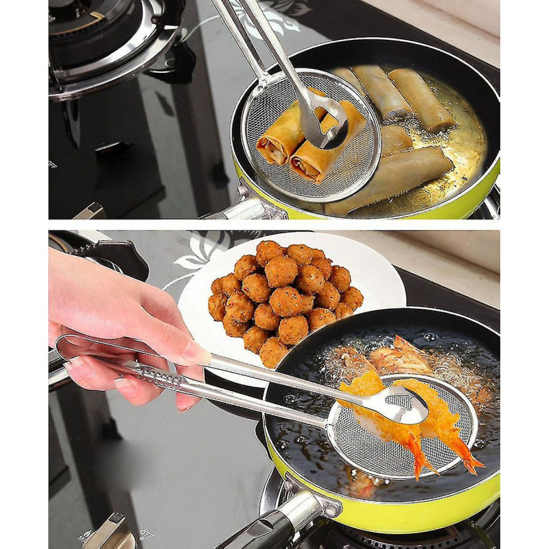Multi-functional Filter Spoon With Clip Food Kitchen Oil-frying Bbq Filter
