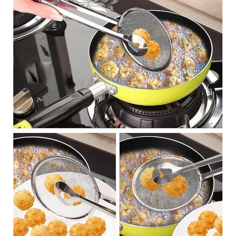 Multi-functional Filter Spoon With Clip Food Kitchen Oil-frying Bbq Filter