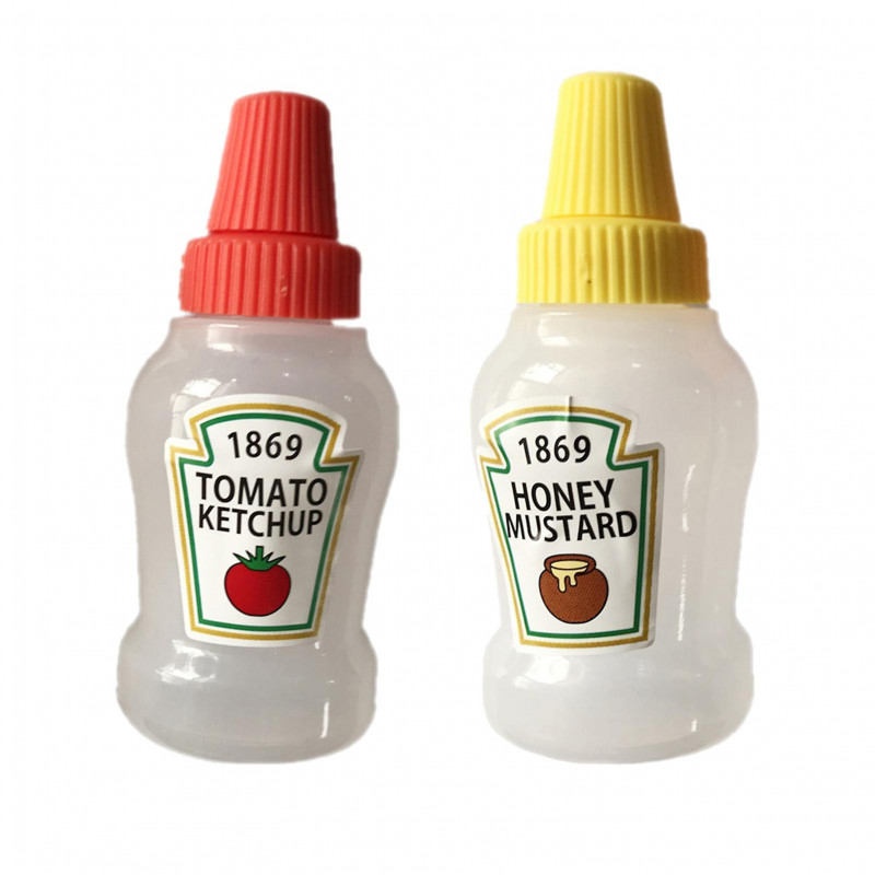 2Pcs Ketchup Bottle Good Sealing Performance Multi-purpose Cute Portable Small Sauce Container for Kitchen
