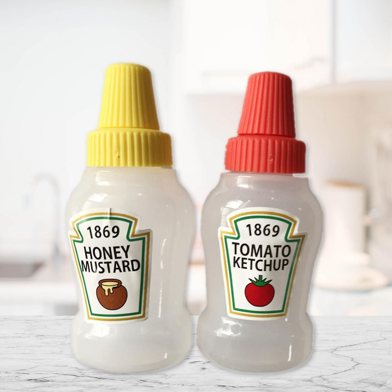 2Pcs Ketchup Bottle Good Sealing Performance Multi-purpose Cute Portable Small Sauce Container for Kitchen