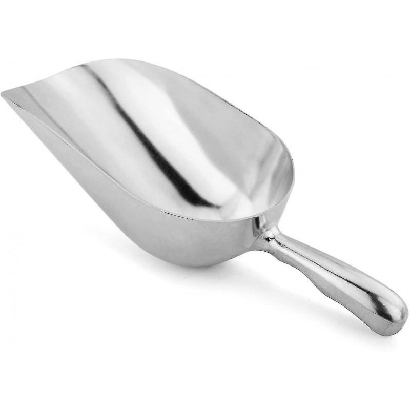 One-piece Cast Aluminum Round Bottom Bar Ice Flour Utility Scoop, 38-ounce, Silver (hand Wash Only)