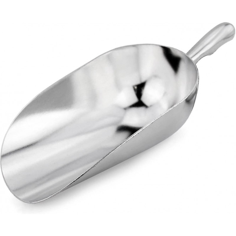One-piece Cast Aluminum Round Bottom Bar Ice Flour Utility Scoop, 38-ounce, Silver (hand Wash Only)