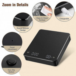 LED Display Electronic Scale for Coffee Rechargeable Reusable Measuring Spices Tea Beans LED Display Electronic Scale for Coffee Rechargeable Reusable Measuring Spices Tea Beans