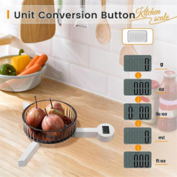 Pliage de haute précision, balance de cuisine numérique avec écran LCD, pour mesurer l’apport sain Pliage de haute précision, balance de cuisine numérique avec écran LCD, pour mesurer l’apport sain