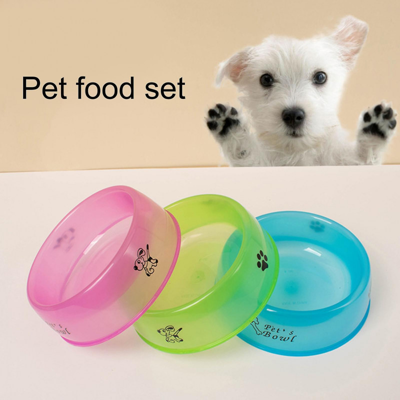Pet Food Water Feeder Transparent Cartoon Print No Odor Sturdy Construction Smooth Edge Store Water Round Shape [...]