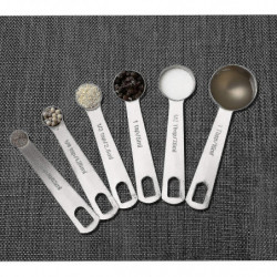Stainless Steel Measuring Cup And Spoon With Measuring Ruler, Scoop With Clip, 5 Measuring Cups & 6 Stainless Steel Measuring Cup And Spoon With Measuring Ruler, Scoop With Clip, 5 Measuring Cups & 6